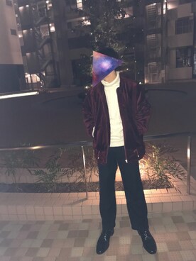 「semantic design（セマンティックデザイン）のアイテム（ニット/セーター）」を使った、aさん（メンズ・165cm）の冬コーディネート