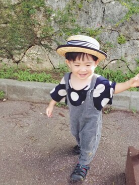 「サンダルに靴下」｜「アイテム（オールインワン・サロペット）」を使った、Jr.xxxさん（キッズ・80cm）の夏コーディネート