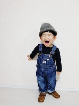 「Levi's（リーバイス）のアイテム（サロペット/オーバーオール）」を使った、Jr.xxxさん（キッズ・80cm）の秋コーディネート