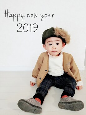 「お正月」｜「アイテム（ハンチング/ベレー帽）」を使った、Jr.xxxさん（キッズ・80cm）の冬コーディネート