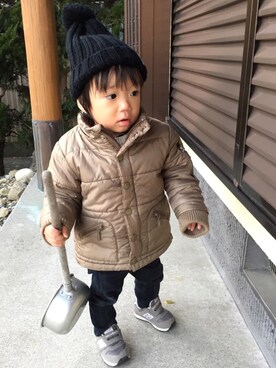 「no brand（ノーブランド）のアイテム（ダウンジャケット/コート）」を使った、choco◡̈⋆*さん（キッズ・80cm）の冬コーディネート