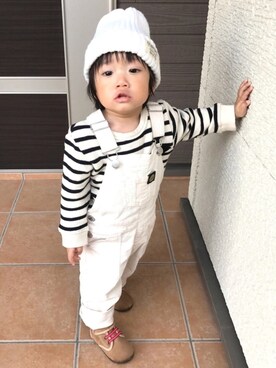 「静岡キッズ」｜「アイテム（オールインワン・サロペット）」を使った、choco◡̈⋆*さん（キッズ・80cm）の冬コーディネート