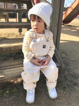 「静岡キッズ」｜「アイテム（オールインワン・サロペット）」を使った、choco◡̈⋆*さん（キッズ・80cm）の冬コーディネート