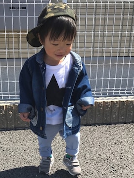 「静岡キッズ」｜「アイテム（デニムジャケット）」を使った、choco◡̈⋆*さん（キッズ・80cm）の春コーディネート