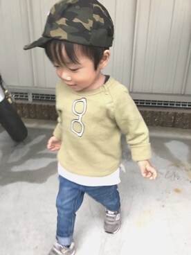 「静岡キッズ」｜「アイテム（キャップ）」を使った、choco◡̈⋆*さん（キッズ・80cm）の春コーディネート