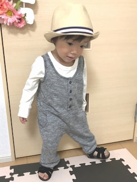 「静岡キッズ」｜「アイテム（オールインワン・サロペット）」を使った、choco◡̈⋆*さん（キッズ・80cm）の春コーディネート