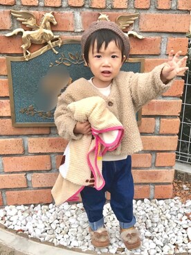 「静岡キッズ」｜choco◡̈⋆*さん（キッズ・90cm）の冬コーディネート