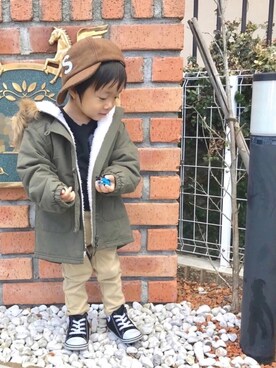 「静岡キッズ」｜choco◡̈⋆*さん（キッズ・90cm）の冬コーディネート
