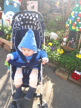「PETIT BATEAU（プチバトー）のアイテム（その他アウター）」を使った、ちゃんリリさん（キッズ・70cm）の冬コーディネート