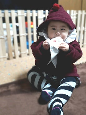 「HONORE（オノレ）のアイテム」を使った、ちゃんリリさん（キッズ・70cm）の冬コーディネート