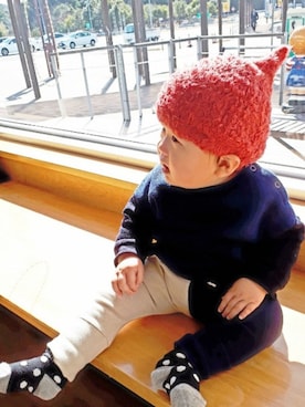 「cokitica（コキチカ）のアイテム（帽子）」を使った、ちゃんリリさん（キッズ・80cm）の冬コーディネート
