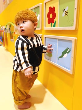 「cokitica（コキチカ）のアイテム（帽子）」を使った、ちゃんリリさん（キッズ・80cm）の冬コーディネート