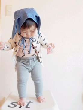 「ボンネット」｜「アイテム（その他）」を使った、ちゃんリリさん（キッズ・80cm）の春コーディネート