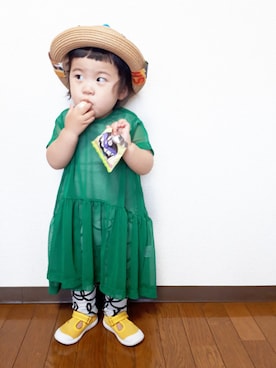 「シースルーワンピース」｜「アイテム（その他）」を使った、ちゃんリリさん（キッズ・80cm）の夏コーディネート