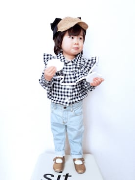 「Cienta（シエンタ）のアイテム（その他シューズ）」を使った、ちゃんリリさん（キッズ・80cm）の冬コーディネート