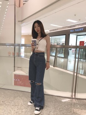 「Mo&Co.（モーアンドコー）のアイテム（パンツ）」を使った、颜值即正义但是我没有さん（レディース・160cm）の夏コーディネート