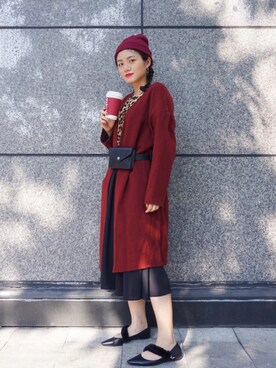 「MONKI（モンキ）のアイテム（バッグ）」を使った、阿宁别怂さん（レディース・161cm）の秋コーディネート
