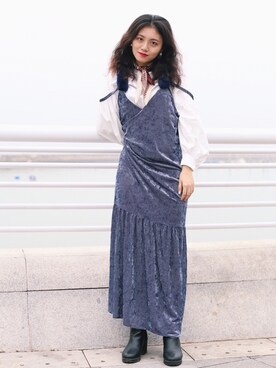 「the studio kのアイテム」を使った、阿宁别怂さん（レディース・161cm）の秋コーディネート