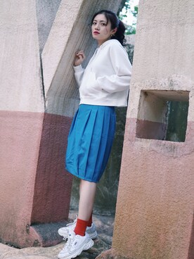 「MONKI（モンキ）のアイテム（パーカー）」を使った、阿宁别怂さん（レディース・161cm）の冬コーディネート