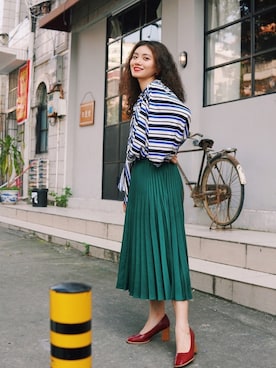 「蓝色系」｜阿宁别怂さん（レディース・161cm）の春コーディネート
