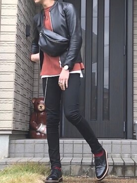 「LIDNMライダースコーデ」｜Kagetoraさん（メンズ・178cm）の冬コーディネート