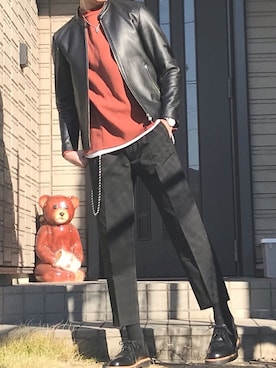 「LIDNMライダースコーデ」｜Kagetoraさん（メンズ・178cm）の冬コーディネート