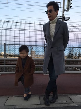 「ZARA KIDSのアイテム（チェスターコート）」を使った、NrreY23456さん（メンズ・174cm）の冬コーディネート