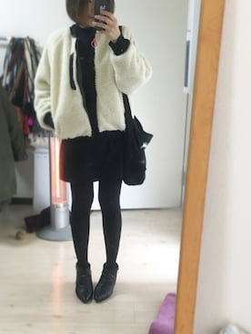 「アイテム（ブルゾン）」を使った、po.po☺︎さん（レディース・158cm・30代）の冬コーディネート