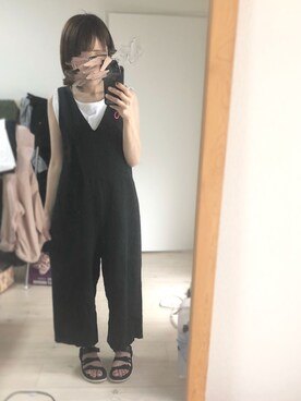 「ニコアンド」｜「アイテム（つなぎ/オールインワン）」を使った、po.po☺︎さん（レディース・158cm）の春コーディネート