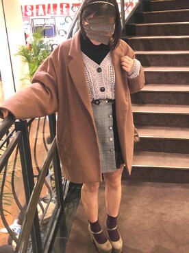 「AS KNOW AS plus（アズノゥアズプラス）のアイテム（ダウンジャケット/コート）」を使った、熊猫さん（レディース・155cm）の冬コーディネート