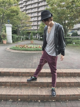 「FRAPBOIS」｜「アイテム（ライダースジャケット）」を使った、との@180cm女子さん（レディース・178cm）の秋コーディネート