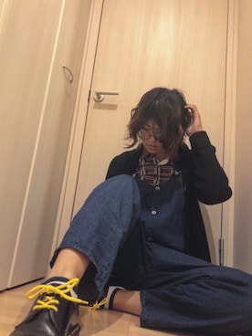 「FRAPBOIS」｜「アイテム（サロペット/オーバーオール）」を使った、との@180cm女子さん（メンズ・178cm）の秋コーディネート