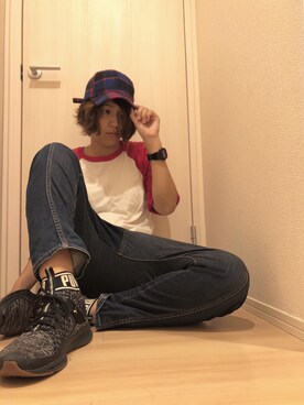 「PUMA（プーマ）のプーマ イグナイト EVOKNIT（スニーカー、ブラック系）」を使った、との@180cm女子さん（メンズ・180cm）の秋コーディネート