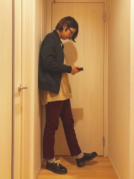 「MONO-MART（モノマート）のT/R アーバンミリタリー MA-1 ブルゾン（MA-1、ブラック系）」を使った、との@180cm女子さん（メンズ・180cm）の秋コーディネート