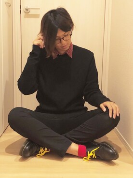 「Dr. Martens（ドクターマーチン）のDr.Martens / ドクターマーチン 1461 3EYE GIBSON SHOE 3ホール ギブソン シューズ（ドレスシューズ、ブラック系）」を使った、との@180cm女子さん（メンズ・180cm）の秋コーディネート