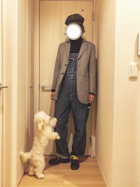 「TOMMY HILFIGER（トミーヒルフィガー）のアイテム（サロペット/オーバーオール）」を使った、との@180cm女子さん（メンズ・178cm）の秋コーディネート
