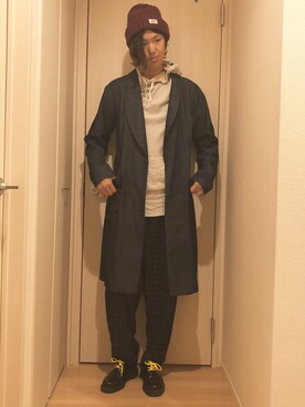 「Dr. Martens（ドクターマーチン）のDr.Martens / ドクターマーチン 1461 3EYE GIBSON SHOE 3ホール ギブソン シューズ（ドレスシューズ、ブラック系）」を使った、との@180cm女子さん（メンズ・180cm）の秋コーディネート