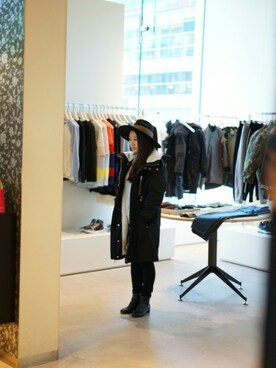 「DIESEL（ディーゼル）のアイテム（モッズコート）」を使った、chihoさん（レディース・156cm）の冬コーディネート