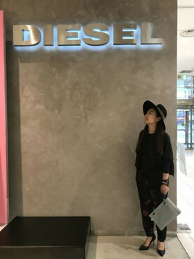 「DIESEL（ディーゼル）のアイテム（ハット）」を使った、chihoさん（レディース・156cm）の春コーディネート