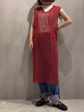 「リメイクデニム」｜「アイテム（ニット/セーター）」を使った、1999sakiさん（レディース・155cm）の春コーディネート