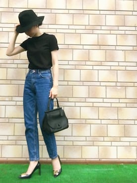 「GLOBAL WORK（グローバルワーク）のフェルトナカオレＨＡＴ/565115（ハット）」を使った、623.kさん（レディース・167cm）の夏コーディネート