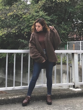 「アイテム（その他シューズ、レッド系）」を使った、natsumiさん（レディース・158cm）の秋コーディネート