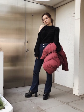 「dazzlin（ダズリン）のアイテム（ダウンジャケット/コート）」を使った、natsumiさん（レディース・158cm）の秋コーディネート
