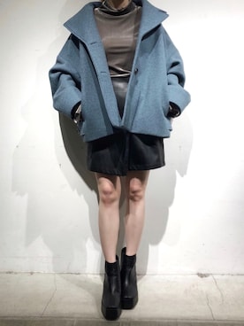 「アイテム（その他アウター、ブルー系）」を使った、natsumiさん（レディース・158cm）の秋コーディネート