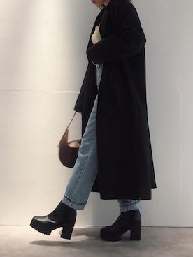 「dazzlin（ダズリン）のアイテム（チェスターコート）」を使った、natsumiさん（レディース・158cm）の冬コーディネート