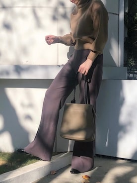 「アイテム（トップス、ブラウン系）」を使った、natsumiさん（レディース・158cm）の冬コーディネート