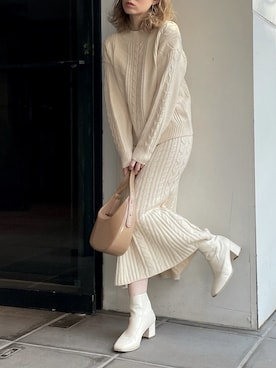 「セットアップスタイル」｜「アイテム（ワンピース/ドレス）」を使った、natsumiさん（レディース・158cm）の冬コーディネート