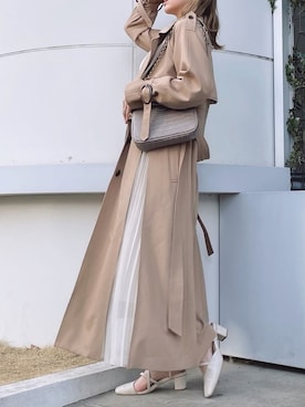 「dazzlin（ダズリン）のアイテム（トレンチコート）」を使った、natsumiさん（レディース・158cm）の冬コーディネート