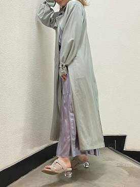 「dazzlin（ダズリン）のシャイニーティアードフレアワンピース（ワンピース、ブルー系）」を使った、natsumiさん（レディース・158cm）の冬コーディネート
