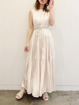 「dazzlin（ダズリン）のクロシェデザインサークルサンダル（サンダル、ホワイト系）」を使った、natsumiさん（レディース・158cm）の冬コーディネート